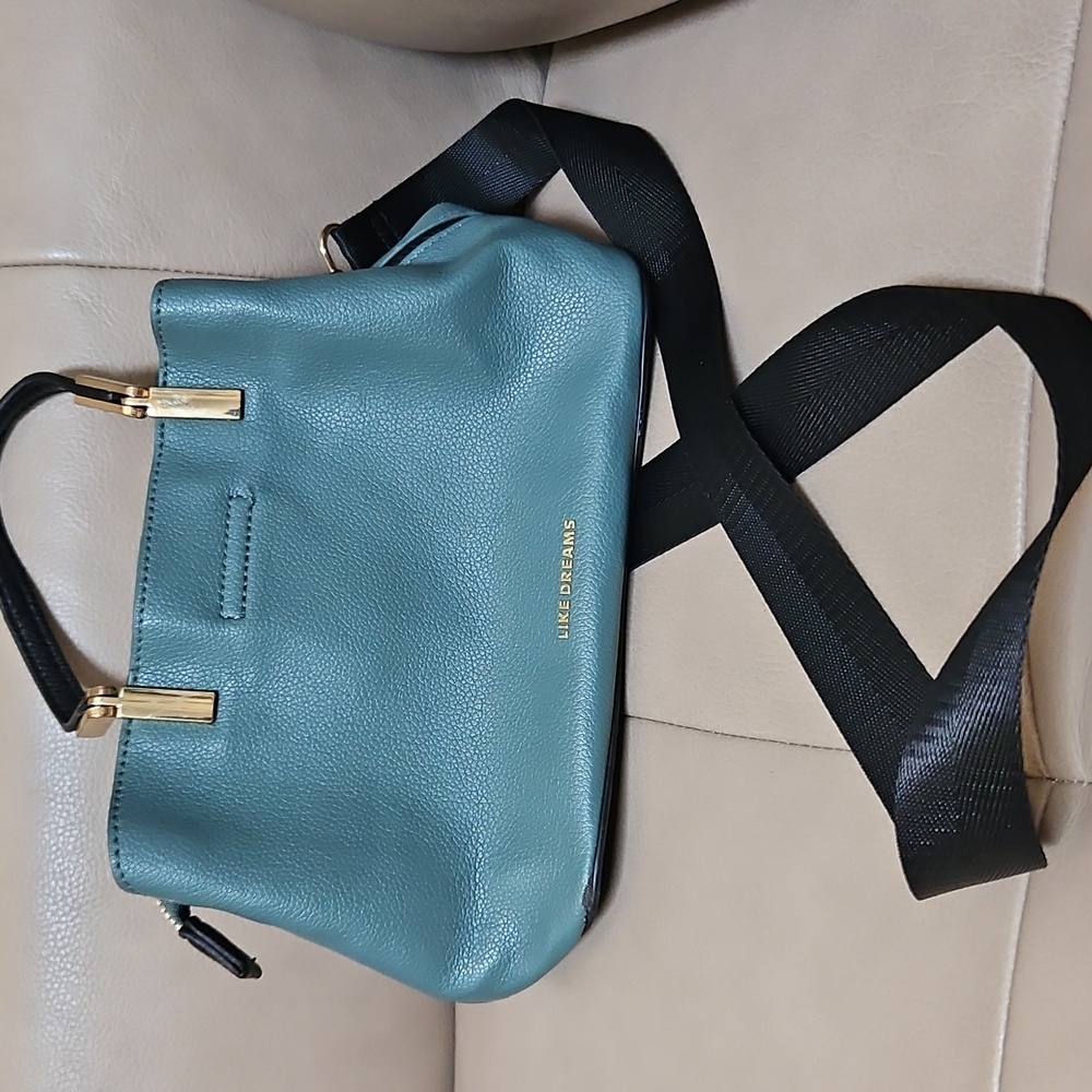Cute Leather  Blue and Black Crossbody Bag